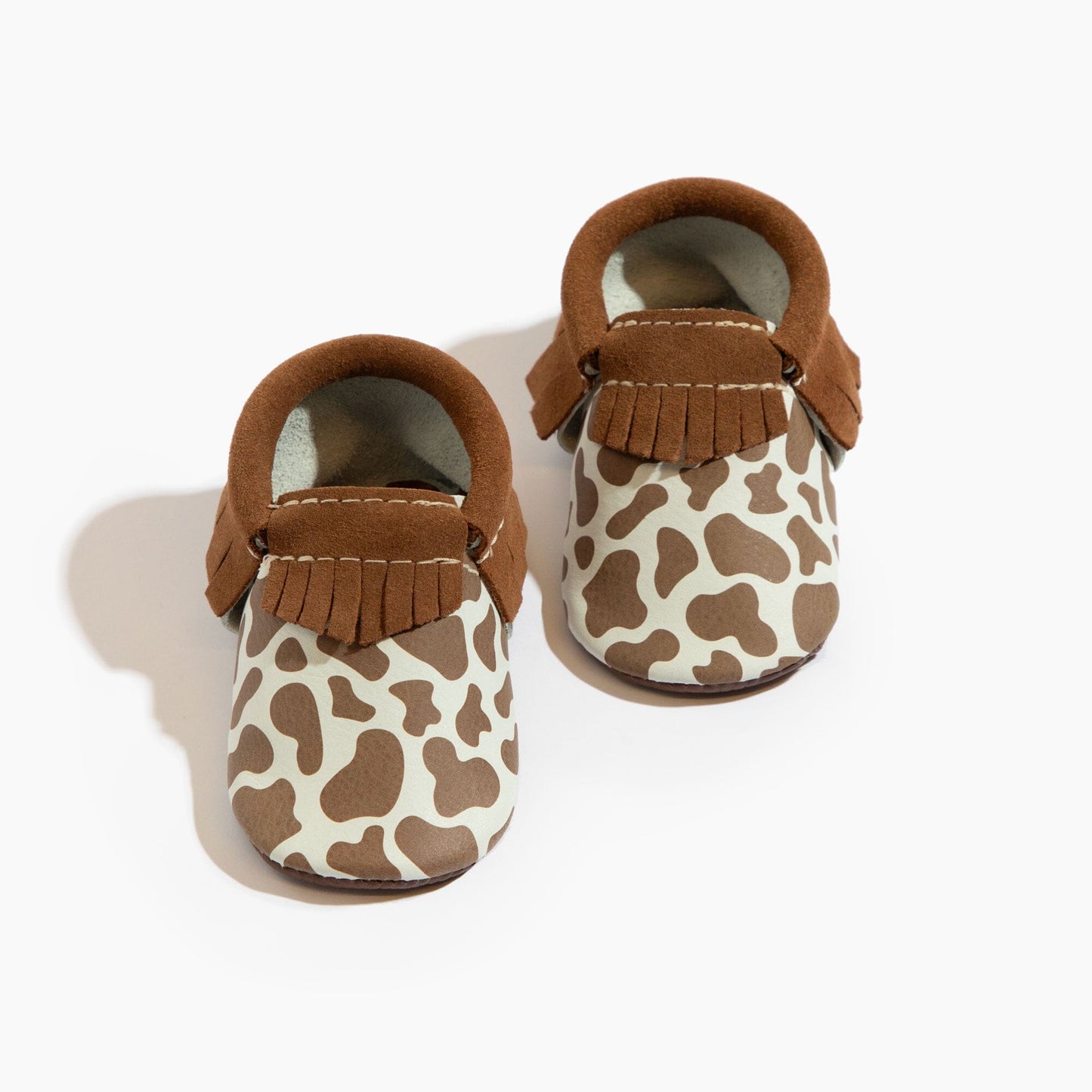 Suede Cow Print Moccasin Baby Shoe - Norani Baby