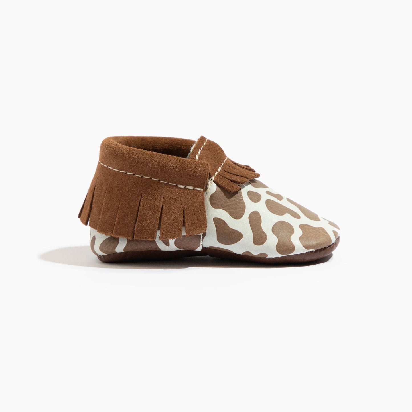Suede Cow Print Moccasin Baby Shoe - Norani Baby