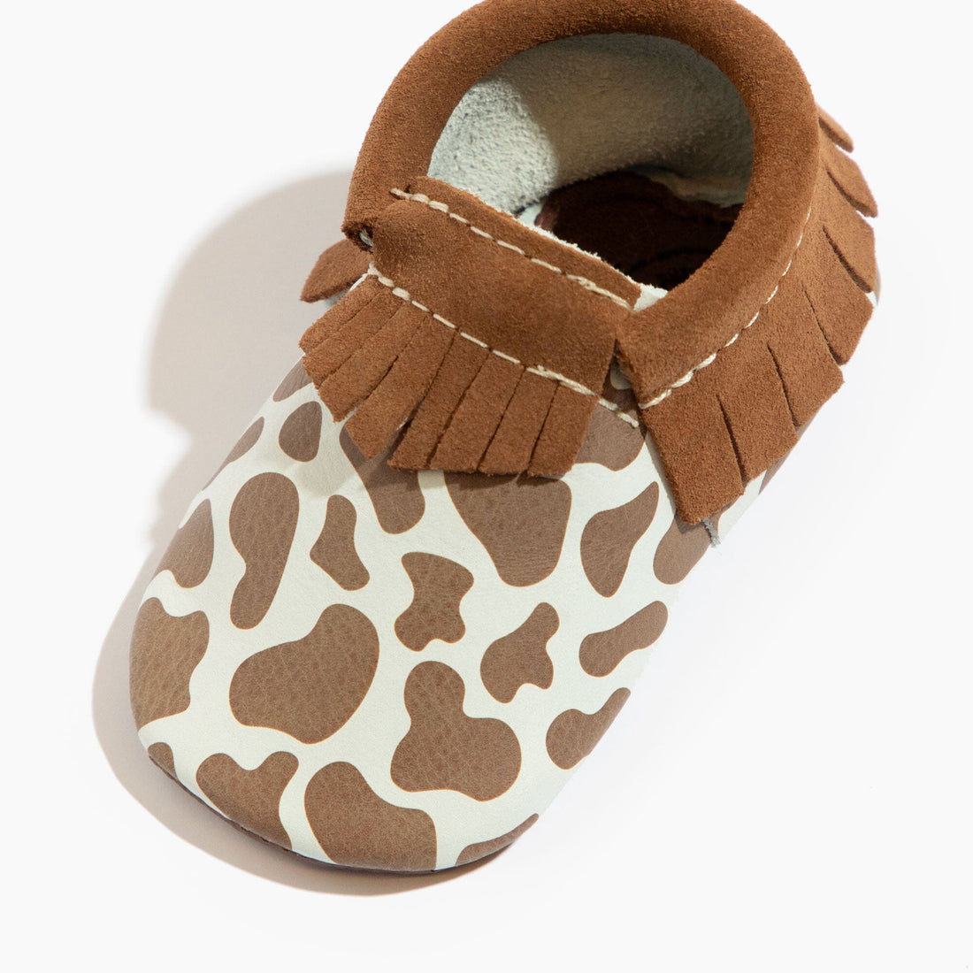 Suede Cow Print Moccasin Baby Shoe - Norani Baby
