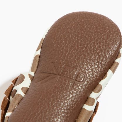 Suede Cow Print Moccasin Baby Shoe - Norani Baby