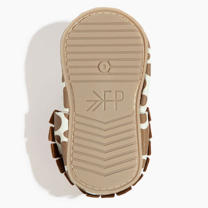 Suede Cow Print Moccasin Baby Shoe - Norani Baby