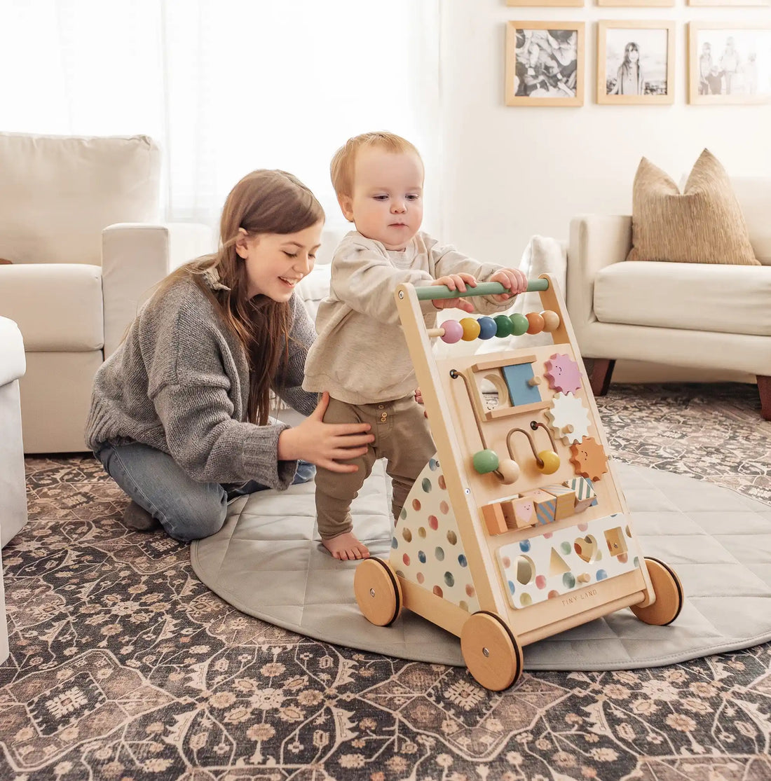 Tiny Land® Versatile Natural Wooden Baby Walker - Norani Baby