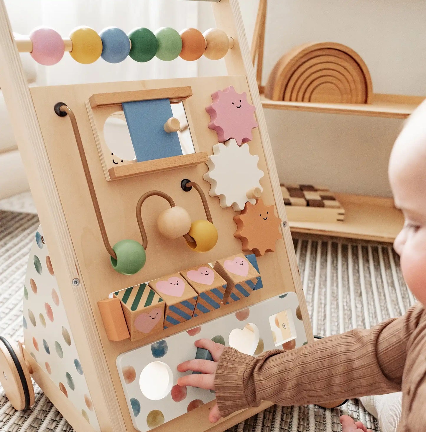 Tiny Land® Versatile Natural Wooden Baby Walker - Norani Baby
