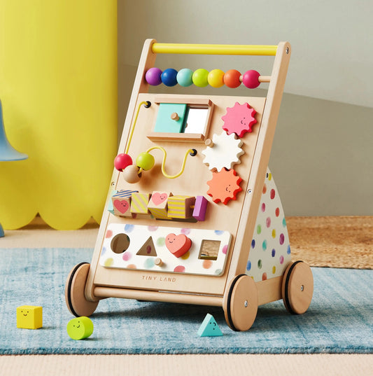 Tiny Land® Premium Natural Wooden Activity Walker - Norani Baby