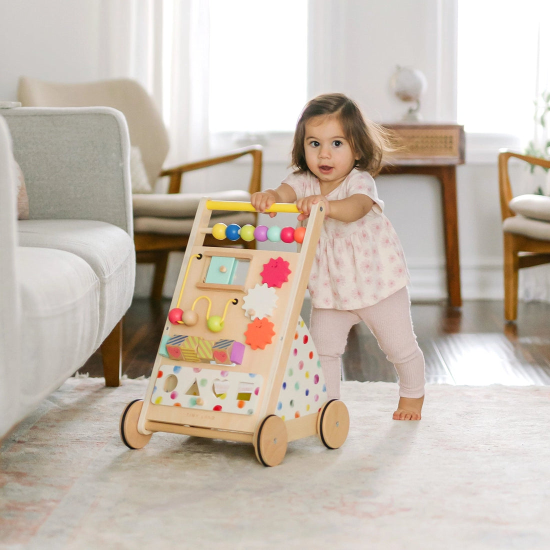 Tiny Land® Premium Natural Wooden Activity Walker - Norani Baby