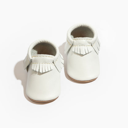 Toasted Bright White Moccasin Baby Shoe - Norani Baby