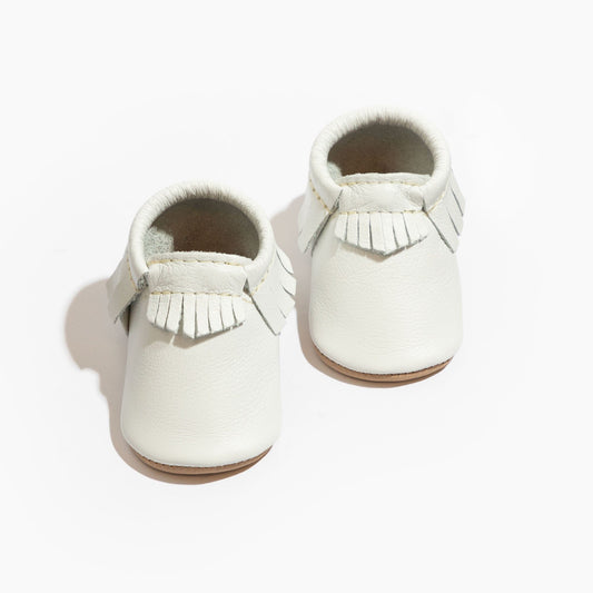 Toasted Bright White Moccasin Baby Shoe - Norani Baby