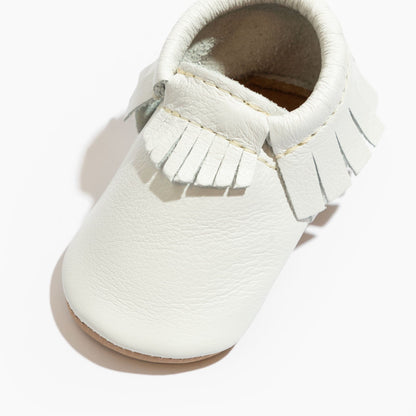Toasted Bright White Moccasin Baby Shoe - Norani Baby
