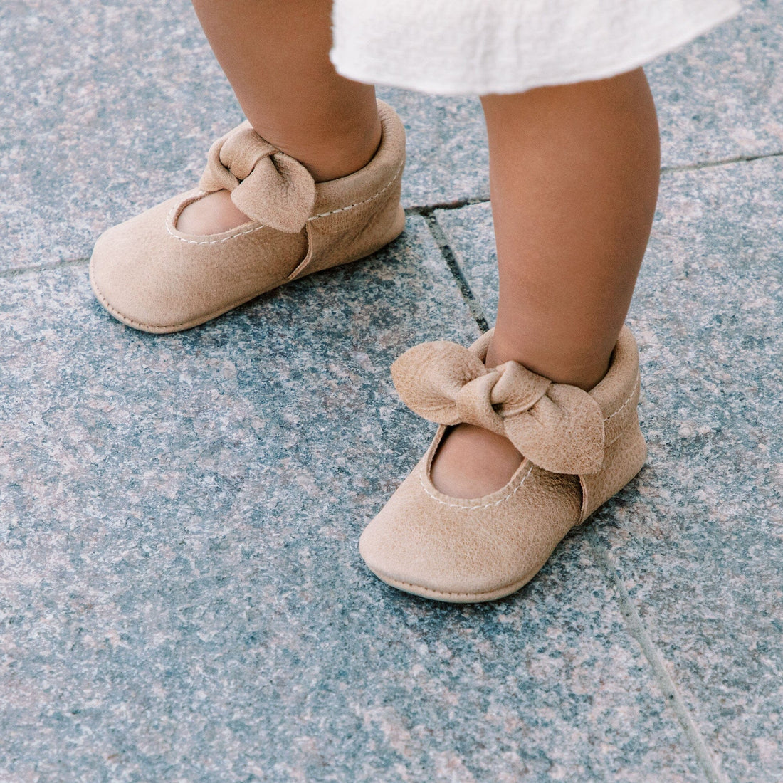 Weathered Brown Knotted Bow Baby Shoe - Norani Baby