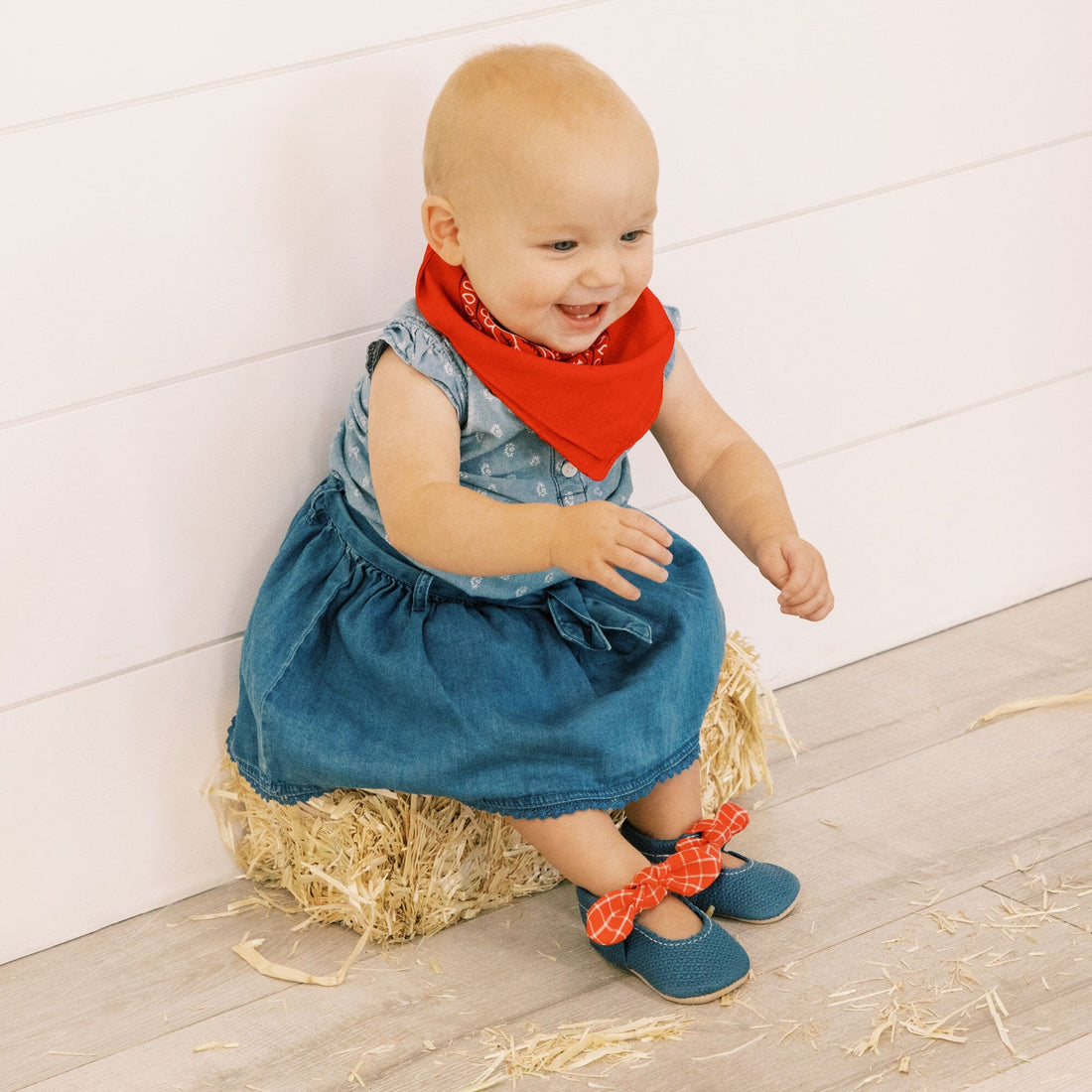 Blue Jean Knotted Bow Baby Shoe - Norani Baby