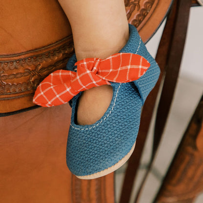 Blue Jean Knotted Bow Baby Shoe - Norani Baby