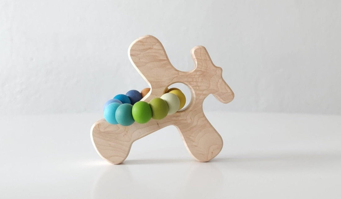 Airplane Wood Grasping Toy With Teething Beads - Norani Baby