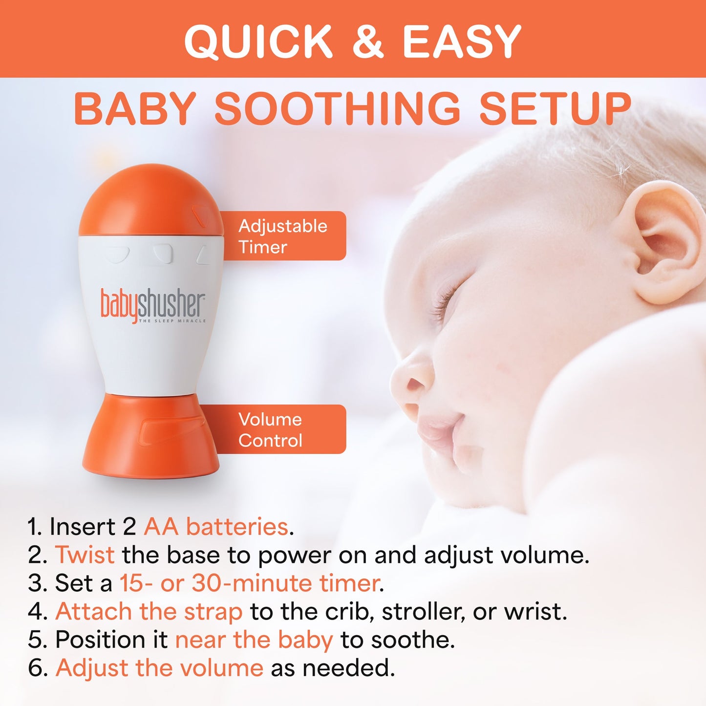 Baby Shusher Sound Machine – Real Human Shushing Sound for Newborn Sleep & Soothing - Norani Baby