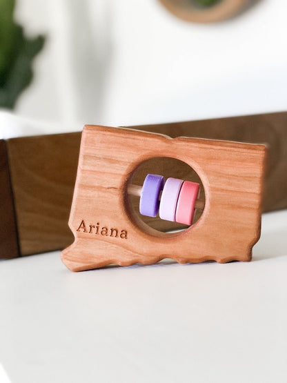 Connecticut State Wooden Baby Rattle™ - Norani Baby