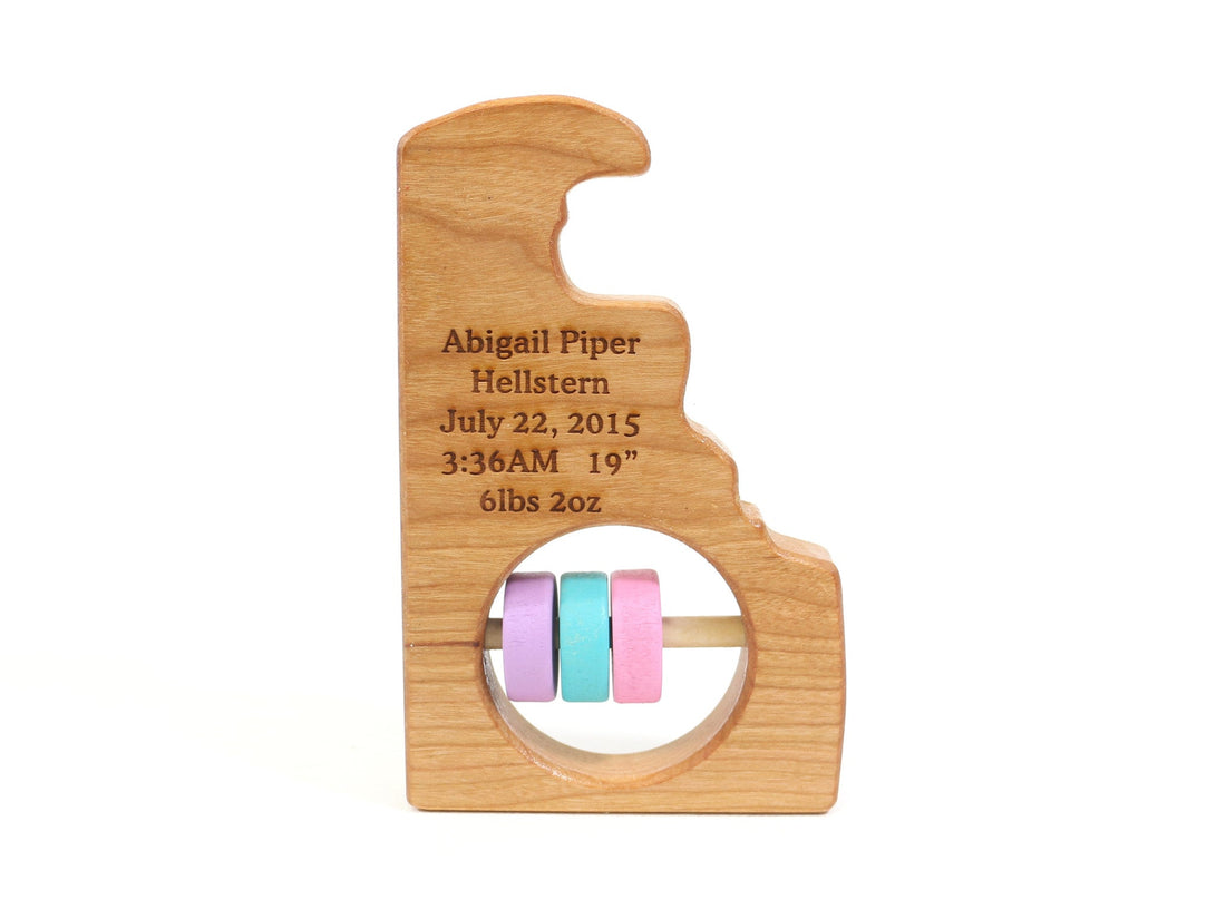 Delaware State Wooden Baby Rattle™ - Norani Baby