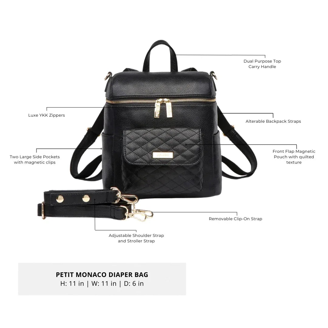 Petit Diaper Bag Ebony Black - Norani Baby