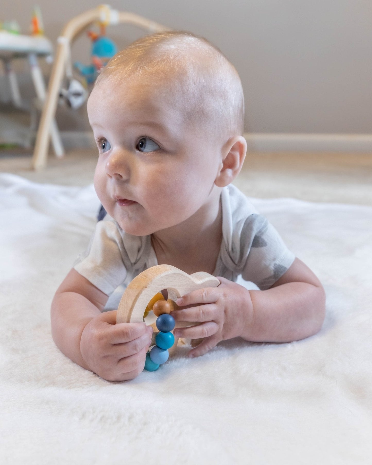 Elephant Wooden Grasping Toy with Teething Beads - Norani Baby