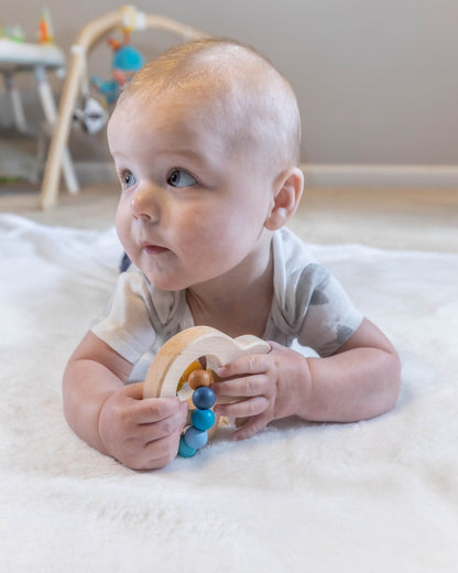 Elephant Wooden Grasping Toy with Teething Beads - Norani Baby