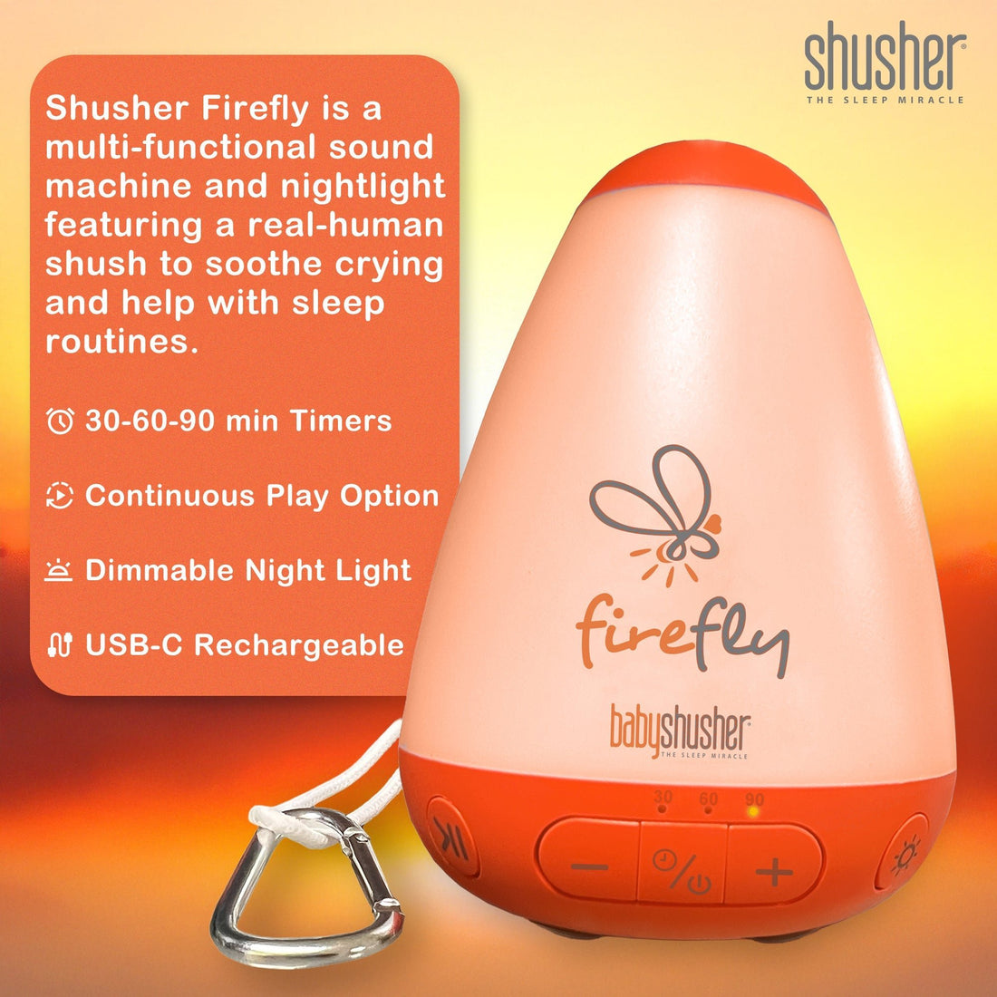 Firefly Portable Baby Sound Machine + Shushie Pacifier 2 - Pack Bundle - Norani Baby