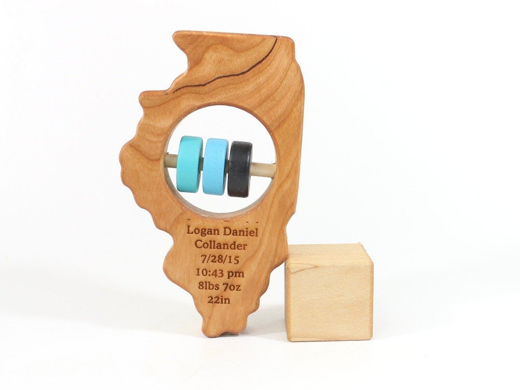 Illinois State Wooden Baby Rattle™ - Norani Baby