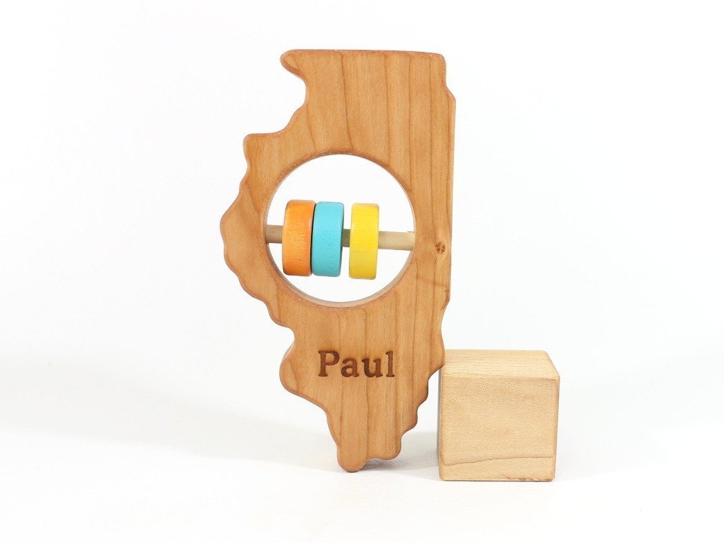 Illinois State Wooden Baby Rattle™ - Norani Baby