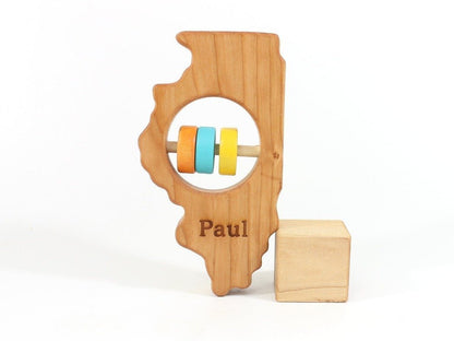 Illinois State Wooden Baby Rattle™ - Norani Baby