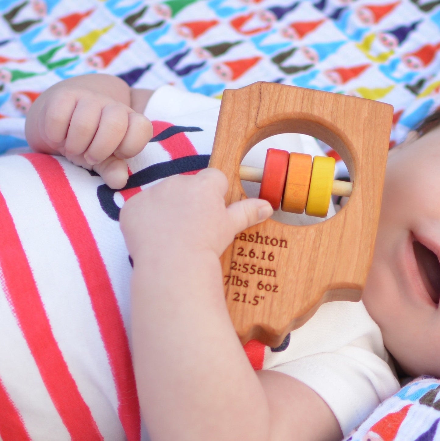 Indiana State Wooden Baby Rattle™ - Norani Baby