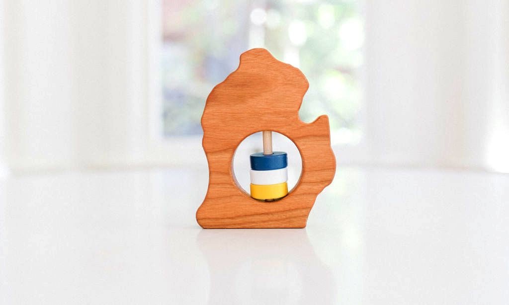 Michigan (Lower Peninsula) Wooden Baby Rattle™ - Norani Baby