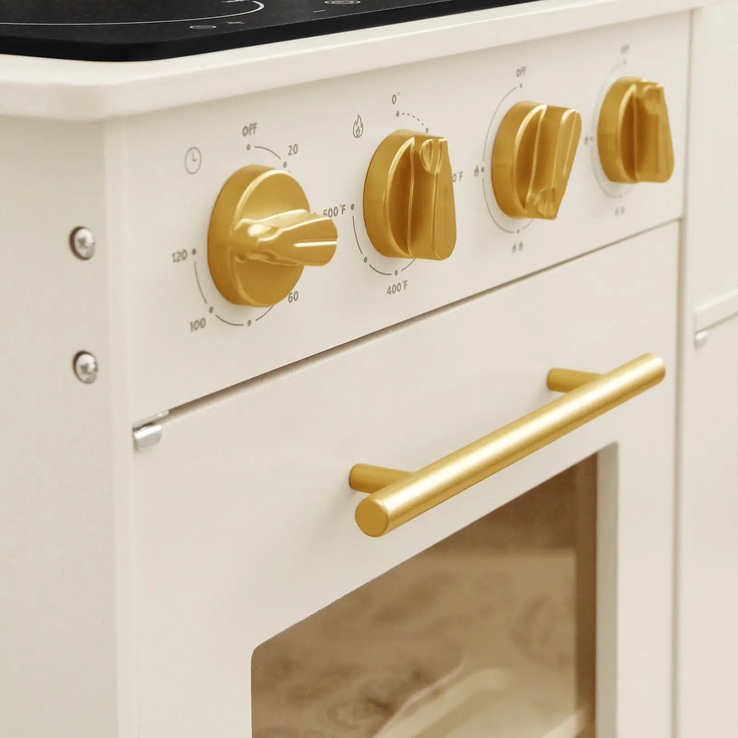 Tiny Land® Iconic Wooden Play Kitchen – Cream Pretend Cooking Set for Kids