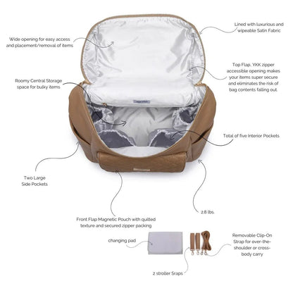 Signature Diaper Bag Latte Brown - Norani Baby