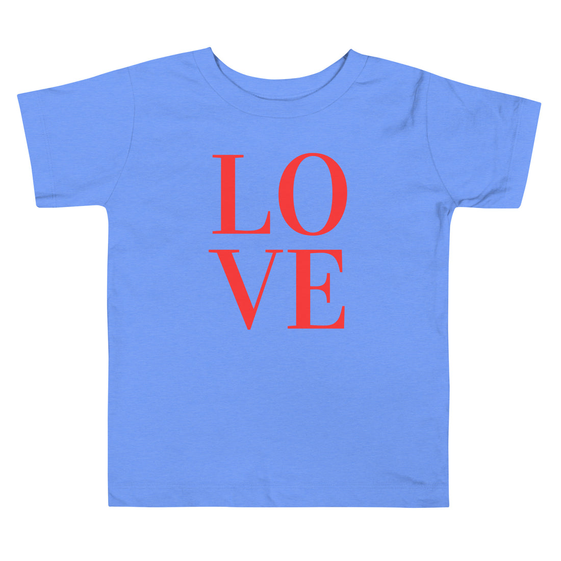 Toddler LOVE t-shirt in blue crafted from soft cotton with a clean minimalist LOVE design