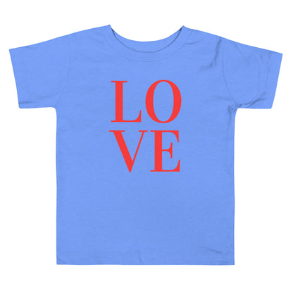 Toddler LOVE t-shirt in blue crafted from soft cotton with a clean minimalist LOVE design