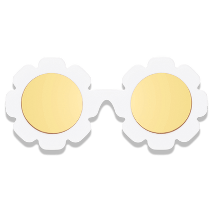 White Daisy Flower I Polarized Yellow Mirrored Lenses - Norani Baby