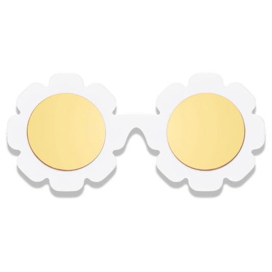 White Daisy Flower I Polarized Yellow Mirrored Lenses - Norani Baby