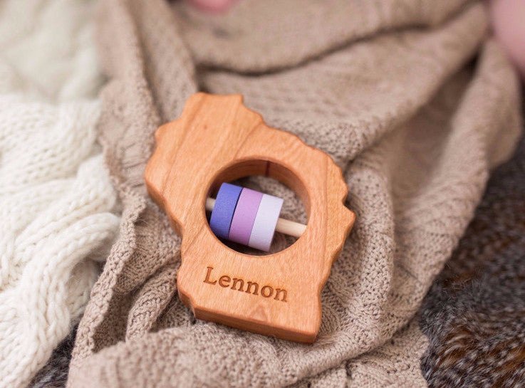 Wisconsin State Wooden Baby Rattle™ - Norani Baby